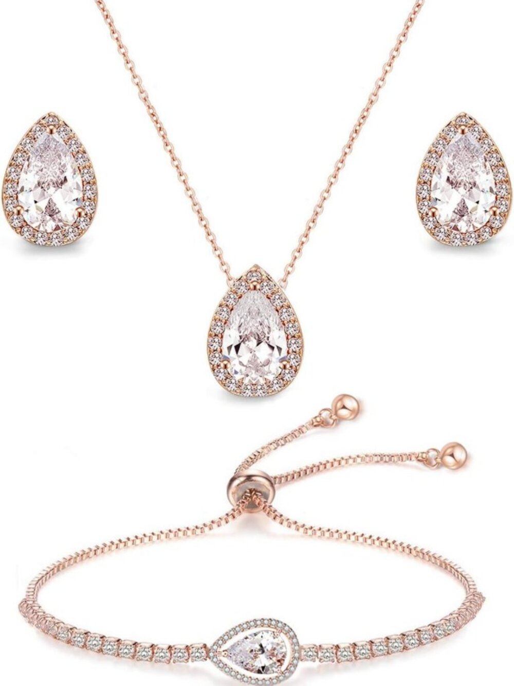 Elegant Teardrop CZ Jewelry Set for Women - Perfect Bridesmaid Wedding Gift